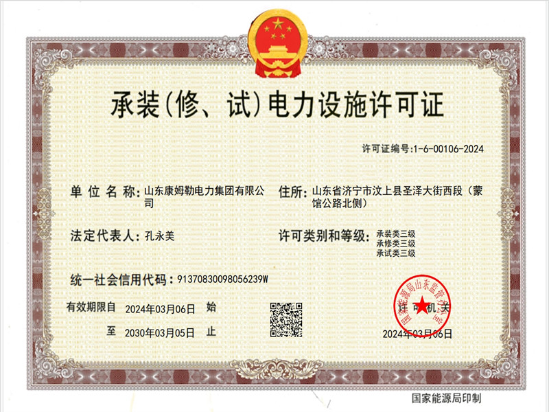 承（chéng）裝電力設施許可證三級 叼嘿视频影院電力（lì）集團