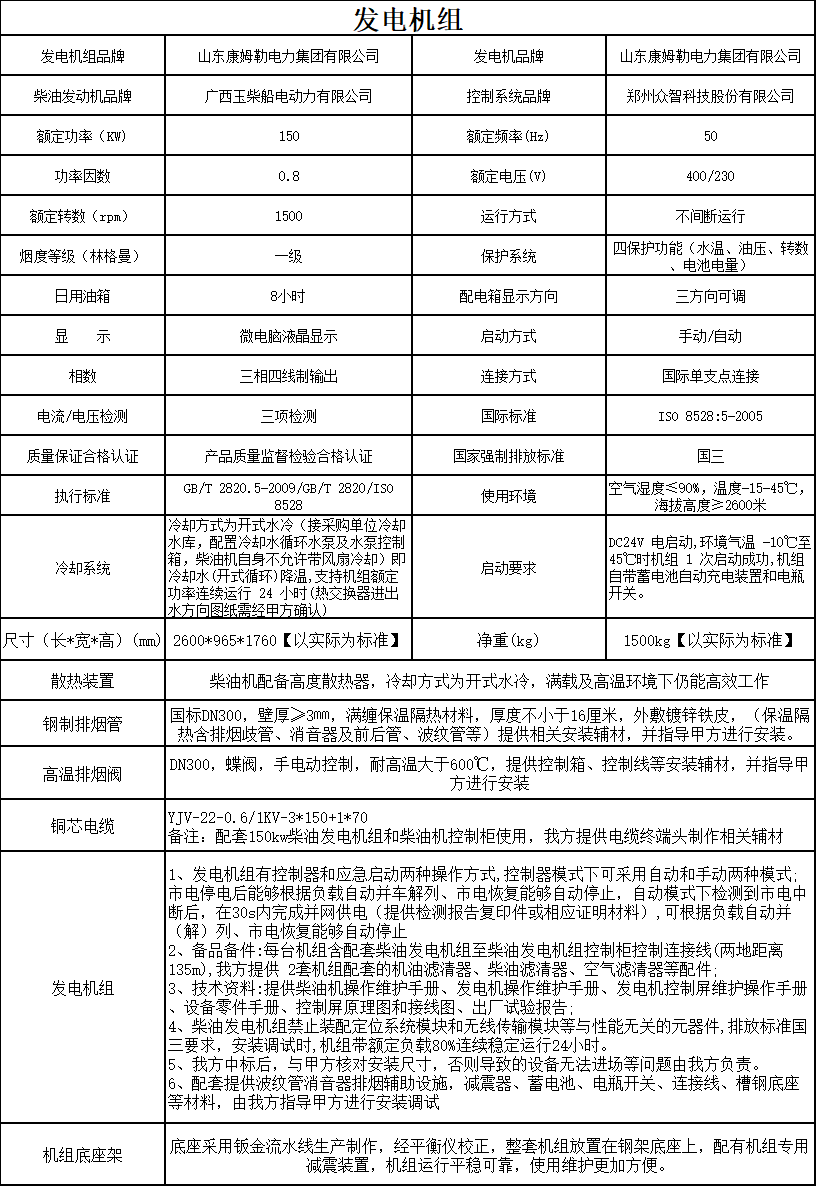 150發(fā)電機組